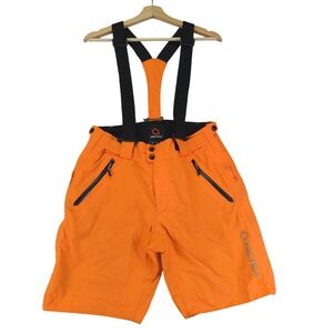 Arctica Mens Ski Snowboard Shorts‎ Suspenders Orange Black Zip Pockets Adult M